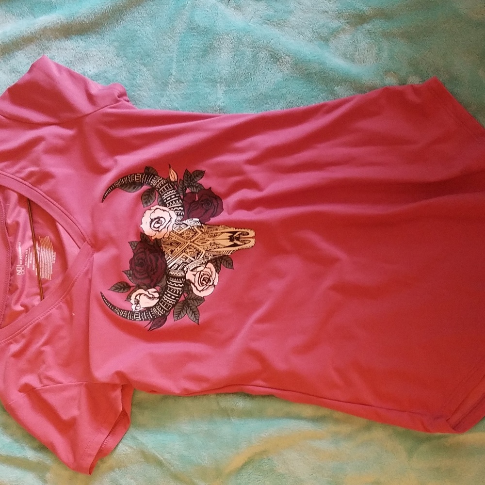 Pink Skull Floral Tee Shirt